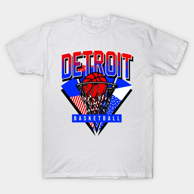 Detroit Basketball 90s Throwback T-Shirt by funandgames